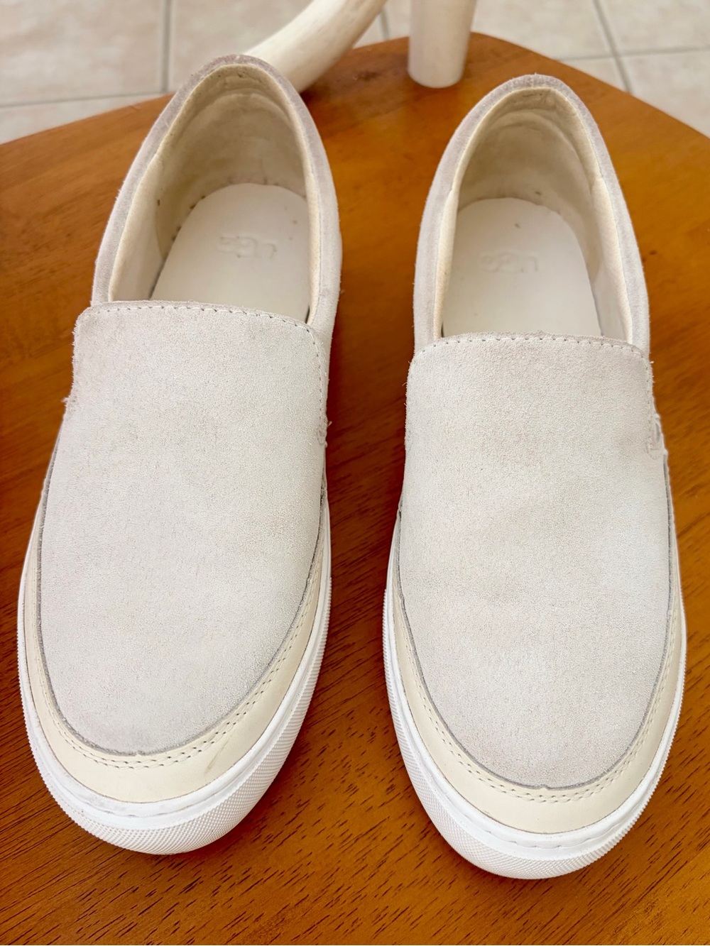 UGG Women’s Slip-On Suede Loafers in Light Cream